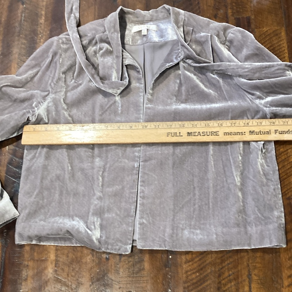 Wayf grey velvet tie front cropped jacket M - Picture 8 of 11
